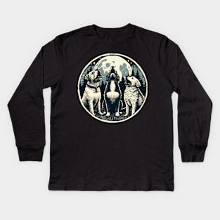 Three Canine Companions Echoing Amidst the Wilderness Kids Long Sleeve T-Shirt